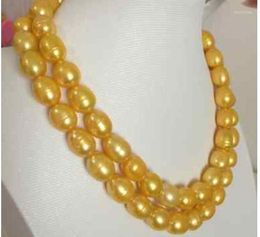 Chains Elegant Charming 11-13mm Gold Baroque Pearl Necklace 18"-19"