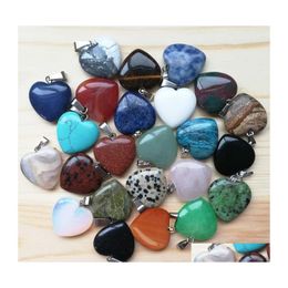 Charms Heart Shape Natural Stone Rose Quartz Tigers Eye Opal Pendants For Diy Necklace Earrings Jewelry Making Drop Delivery Finding Dhdrh