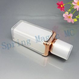 Storage Bottles 50PCS 15ML Acrylic Square Vacuum Bottle Pearl White/Gold Essence/Lotion Portable Cosmetic Containers Airless