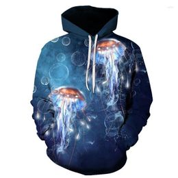 Men's Hoodies Foreign Trade Hoodie 3D 2023 Pattern Deep-sea Jellyfish Sleeve Head Long Sleeves Fashion