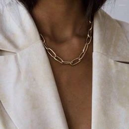 Pendant Necklaces Retro Metal Buckle Aluminium Chain Necklace Bracelet Set Fashion Single-layer Punk Choker For Women Jewellery Accessories