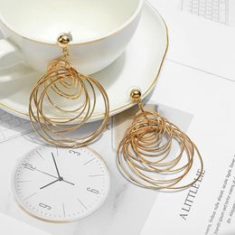 Necklace Earrings Set Longqu Vintage Geometric Gold Metal For Women Punk Pearl Dangle Drop 2023 Trend Of Jewelry