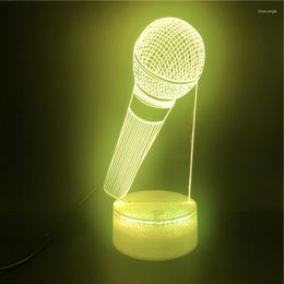 Night Lights 3D Light For Kids Microphone Illusion Lamp With 16 Colours Changing And Remote Desk Decorations Teen Girls Or Boys