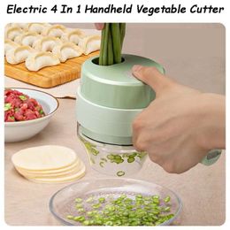 Fruit Vegetable Tools 4 In 1 Durable Chili Crusher Electrical Garlic Masher Handheld Machine Cutter Set Electric Kitchen Tool 230221