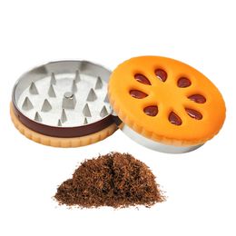 56mm Two Layer Biscuits Shape Tobacco Grinder Machine Weeds Spice Crusher Herb Grinder Smoke Manual Tobacco Grinder Herbal Metal Grinder Smoking Accessories