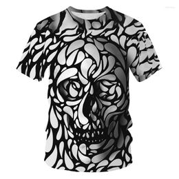 Men's T Shirts Fashion Summer T-shirt Men's 3D Skull Print Breathable Street Dress Splicing
