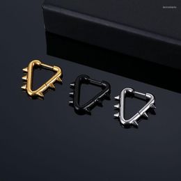 Dangle Earrings 1Pcs Trendy European Punk Rivet Men Women Gold Color Stainless Steel Triangle Hoop For Jewelry Gift