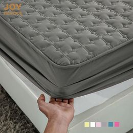 Mattress Pad Joy Textile Cover Washable Plain Bed Covers Fitted Sheet Breathable Quilted Protector with Elastic Band 230221