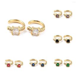 Hoop Earrings Kissitty 7 Colors Brass Micro Pave Cubic Zirconia Cuff For Women Gold Color Plated Ring Shape Jewelry Findings