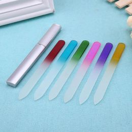 Nail Art Kits 6Pcs Durable Crystal Glass Files Buffer Manicure Device Decorations Tool Sanding Block Tools Silver Box