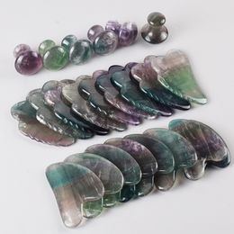 Natural Fluorite Stone Gua Sha Jade Scraping Massage Tools Beauty Skin Care Guasha Scrapping Board Face Lift Body SPA Massage Tool