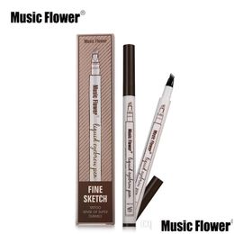 Eyebrow Enhancers Music Flower Liquid Enhancer Pen 3 Colour Fine Sketch Stay All Day Waterproof Makeup Tattoo Natural Eyebrows Drop D Dhx3I