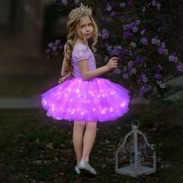 Girl's Dresses Uporpor Fashion Girl Ballet TuTu LED Light Up Dress Professional Kids Dancing Party Dress Performance Princess Wedding Come