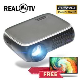 Projectors REAL TV M8S Full HD 1080P Projector 4K 7000 Lumens Cinema Beamer Android WiFi Airplay HDMIcompatible VGA AV USB with Gift J230221