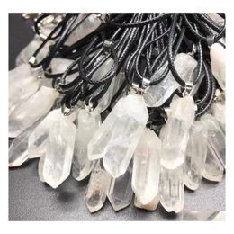 Pendant Necklaces Trendy Natural White Crystal Pillar Energy Healing Stone Necklace Rope Women Jewellery Factory Baby Drop Delivery Pen Dhm2Z