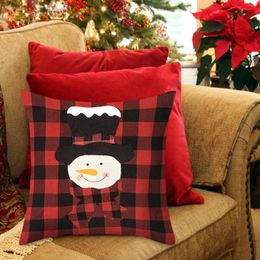 Pillow Red Plaid Santa Print Christmas Pillowcase Winter Cover Home Decor 18 X Inch Xmas Party Case Living Room Sofa
