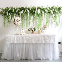 Decorative Flowers 3D Mori Green Leaf Willow Vine Wall Hanging Wedding Arch Decor Flower Row Table Rose Floral Ball Arrangement Event Party