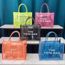 Fashion Designer Women's Summer Transparent Tote Bags 2022 New PVC Jelly Color Large-capacity Handbags with Shoulder Strap Be279N