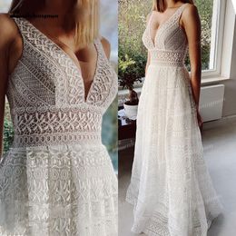 Party Dresses Plus Size Lace Wedding vestido de novia Boho Bridal Gowns V Neck Backless Elegant Beach ALine 230221