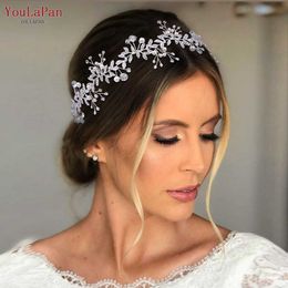 Tiaras TOPQUEEN Wedding Tiara Bride Headpieces Party Hair Jewellery Rhinestone Headbands for Woman Wedding Bridal Hair Accessories Z0220