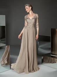 Casual Dresses Elegant Mother of the Bride Champagne Lace Gold Half Sleeve Prom Long Evening Gwons vestidos de fiesta 230221