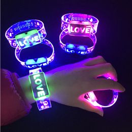 Other Event Party Supplies 51020Pc Led Bracelet Glow Light Up Bracelets LOVE Flashing Wristband ing Bangle in The Dark Rave Christmas Toys 230221