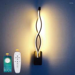 Wall Lamp LED Nordic Simple Creative Wavy Type 2.4g Bluetooth Three-color Temperature Remote Control Bedside Decoratio