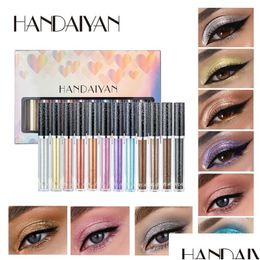 Eye Shadow Handaiyan 12 Colors Liquid Eyeshadow Shiny Diamond Glitter Shimmer Highlighter Brighten Makeup Drop Delivery Health Beauty Dh4Zj