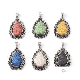 Charms Retro Waterdrop Volcanic Colorf Lava Stone Loose Beads Slide Pendant Jewellery Making Accessories For Necklace Drop Delivery Fi Dh5Wl
