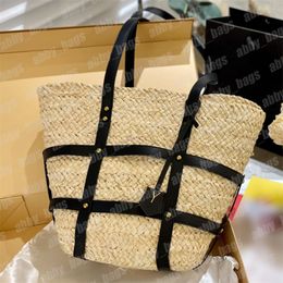 Womens Designer Straw Y Shoulder Bags Raffia Grass Bucket Bag Summer Shopping Tote Holiday Beach Basket Purse S Handbags Woman Shopper 23SS