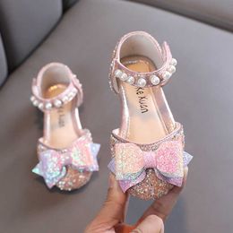 Sandals Children's Flat Princess Party Shoes New Girls Pearl Sandals Fashion Sequins Rhinestone Baby Shoes Kids Soft Sandals
