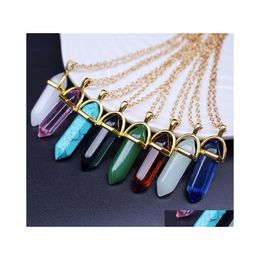 Pendant Necklaces Natural Stone Chakra Necklace Women Crystal Druzy Gem Statement Pendants In Jewellery Drop Delivery Dh3Mb