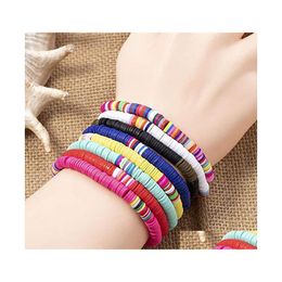 Charm Bracelets Beach Bohemia Sweet Bracelet For Women 6Mm Color Polymer Clay Drop Delivery Jewelry Dhslh