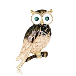 Pins Brooches Fashion Womens Natural Insect Animal Lovely Alloy Rhinestone Frightened Owl Brooch Pins Women/Man Party Wear S Dhj2U