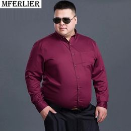 Men's Casual Shirts winter spring 10XL 12XL 14XL 165kg plus Size Men Shirt long Sleeve pockets purple Business formal oversize office wedding Shirt 230220