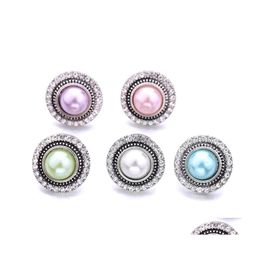 Charms Wholesale Sier Color Snap Button Women Acrylic Jewelry Findings Crystal Rhinestone 18Mm Metal Snaps Buttons Diy Bracelet Clot Dhnta