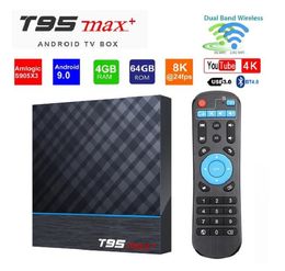 T95 MAX Plus Smart TV Box Android 9.0 4K 8K Quad Core 4GB 32GB 4GB 64GB Wifi USB3.0 BT4.1 H.265 1080P Media Player