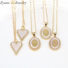 Pendant Necklaces 5PCS Mother Of Pearl Heart Necklace Jesus Mary Holy Minimalist Jewellery Layered Fashion Jewellery