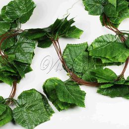 Decorative Flowers Wreaths 1Piece Artificial Big Leaf Grape Ivy Leaf Garland Plants Vine Fake Foliage Flowers Wedding Home decorations 7.5 feet T230217