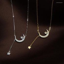 Pendant Necklaces Fashion Tassel Long Chain Star Moon Charm Choker Necklace For Girl Women Statement Wedding Jewellery Dz279