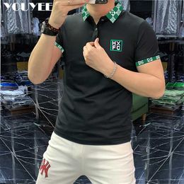 Men's T-Shirts Men's Short Sleeved Polo Shirt 2022 New Designer Contrast Color Collar Trend Male Breathable Slim Tees Business Top Men Clothing Z0221