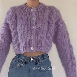 Women's Knits Tees 2023 spring clothing product pure hand knitting fried dough twist cardigan coat women's sweater support c 230220