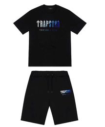 Mens Trapstar t Shirt Short Sleeve Print Outfit Chenille Tracksuit Black Cotton London Streetwear S-2XL Sports fashion