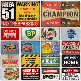 Warning Vintage Metal Poster Retro Tin Sign Bar Farm Art Decoration Plaques for Modern Home Wall Decor Beware of notice Warning signs Size 20x30cm