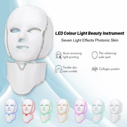 Face Massager 7 Colours Led Mask Korean Pon Therapy Machine Light Acne Neck Beauty 230221