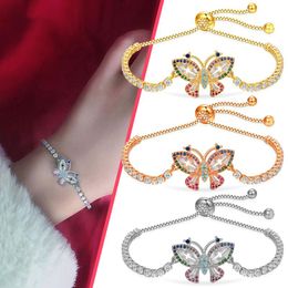 Bangle Elegant Zircon Crystal Bracelet Exquisite Adjustable Women Card Jewelry Gift Dainty Clothing Accessories