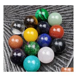 Stone 16Mm Natural Loose Beads Amethyst Rose Quartz Turquoise Agate 7Chakra Diy Nonporous Round Ball Drop Delivery Jewellery Dhvo3