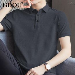 Men's T Shirts 2023 Summer Fashion Polo Short Sleeve T-shirts For Man Harajuku Y2K All Match Tee Femme Solid Colour Tops Men Clothing