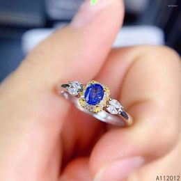 Cluster Rings KJJEAXCMY Fine Jewellery S925 Sterling Silver Inlaid Natural Sapphire Girl Classic Ring Support Test Chinese Style