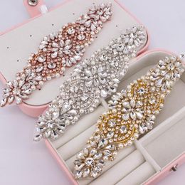 Wedding Sashes 1 PCS Gold Rhinestone Appliques For Belt Shoes Jacket Jewellery DIY Sew On Bridal Accessories